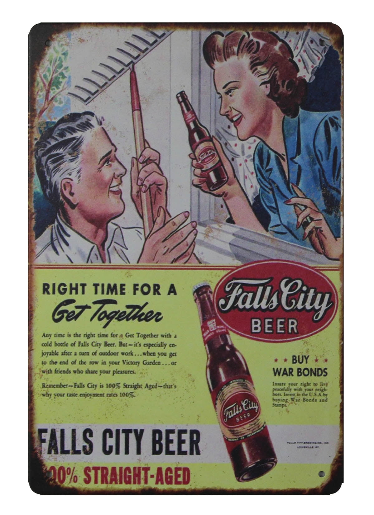 Fall City beer Liquor Shop Bar metal tin sign vintage style