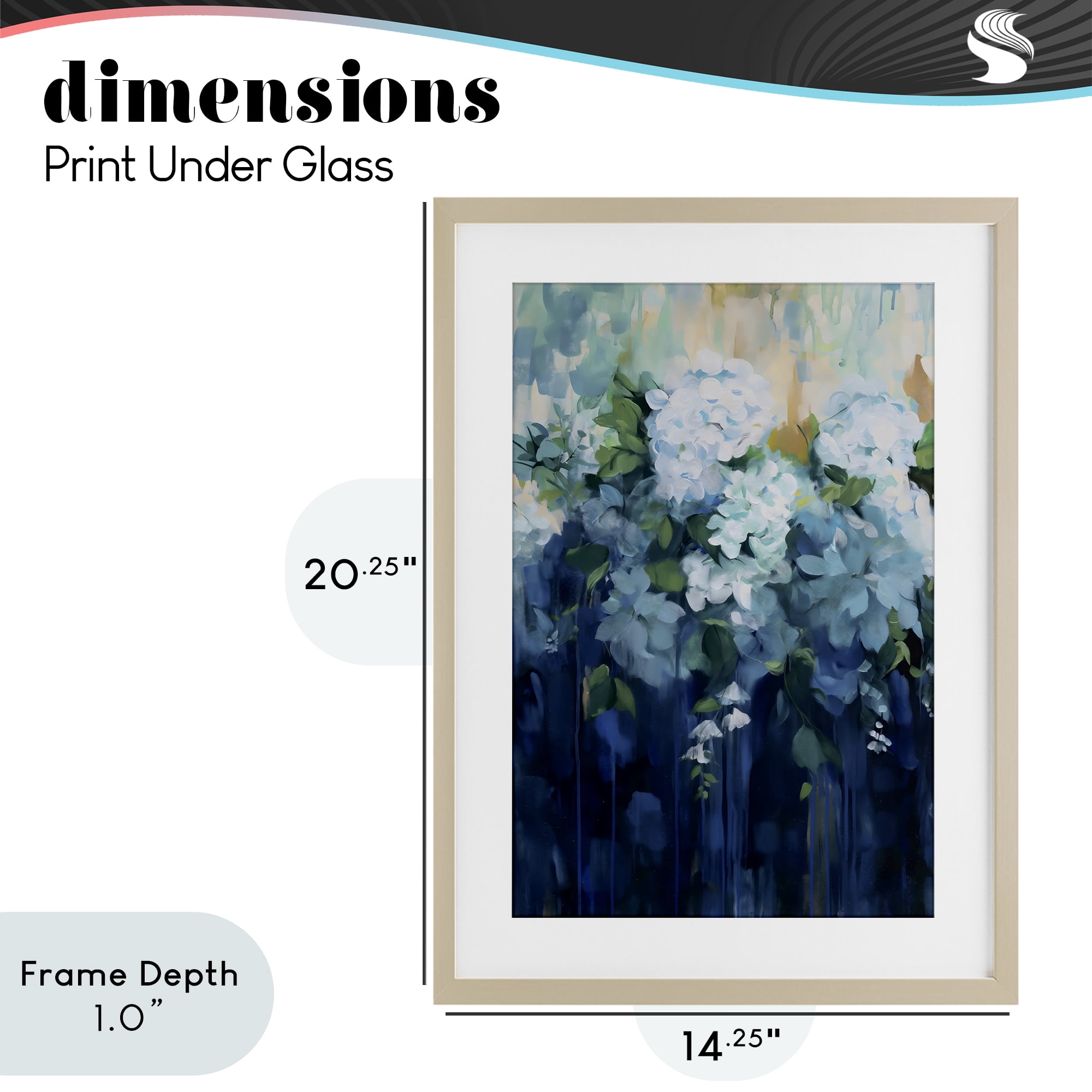 Stupell Industries Lush Blue Hydrangea Abstract Birch Framed Print Under Glass, design by Gina Kelly
