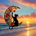 thumbnail image 4 of SPOORYYO Stained Glass Window Hanging, Decorative Sun Catcher Pendant with Cat and Crescent Moon for Home Decor, 4 of 5