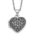 thumbnail image 4 of 925 Sterling Silver Marcasite Heart Locket with Chain Necklace 18 Inch, 4 of 7