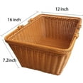 thumbnail image 3 of 16"Poly Wicker storage Baskets,Handmade Woven Basket Harvest Basket Wicker Storage Basket for Picnic, Easter, Organizing, Gathering Vegetables(16" x 12") Brown, 3 of 8
