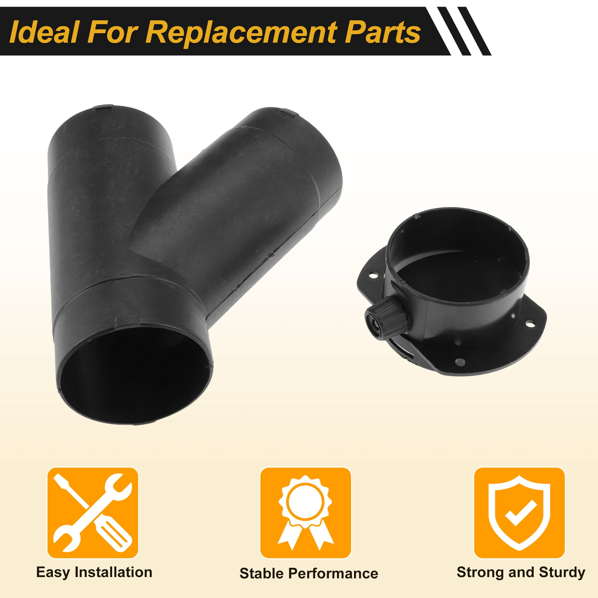 Car Heater Warm Air Ducting Pipe 75 mm Y-Shaped Outlet Connector Diesel Heater Duct Connector for Parking Caravan Heaters Black Plastic 1 Pcs