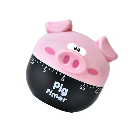 

Profit Mechanical Timer Alarm 55 Minutes Ringing Design Easy to Use Cartoon Pig Shape Smooth Surface Calculagraph for Baking Frying Pink