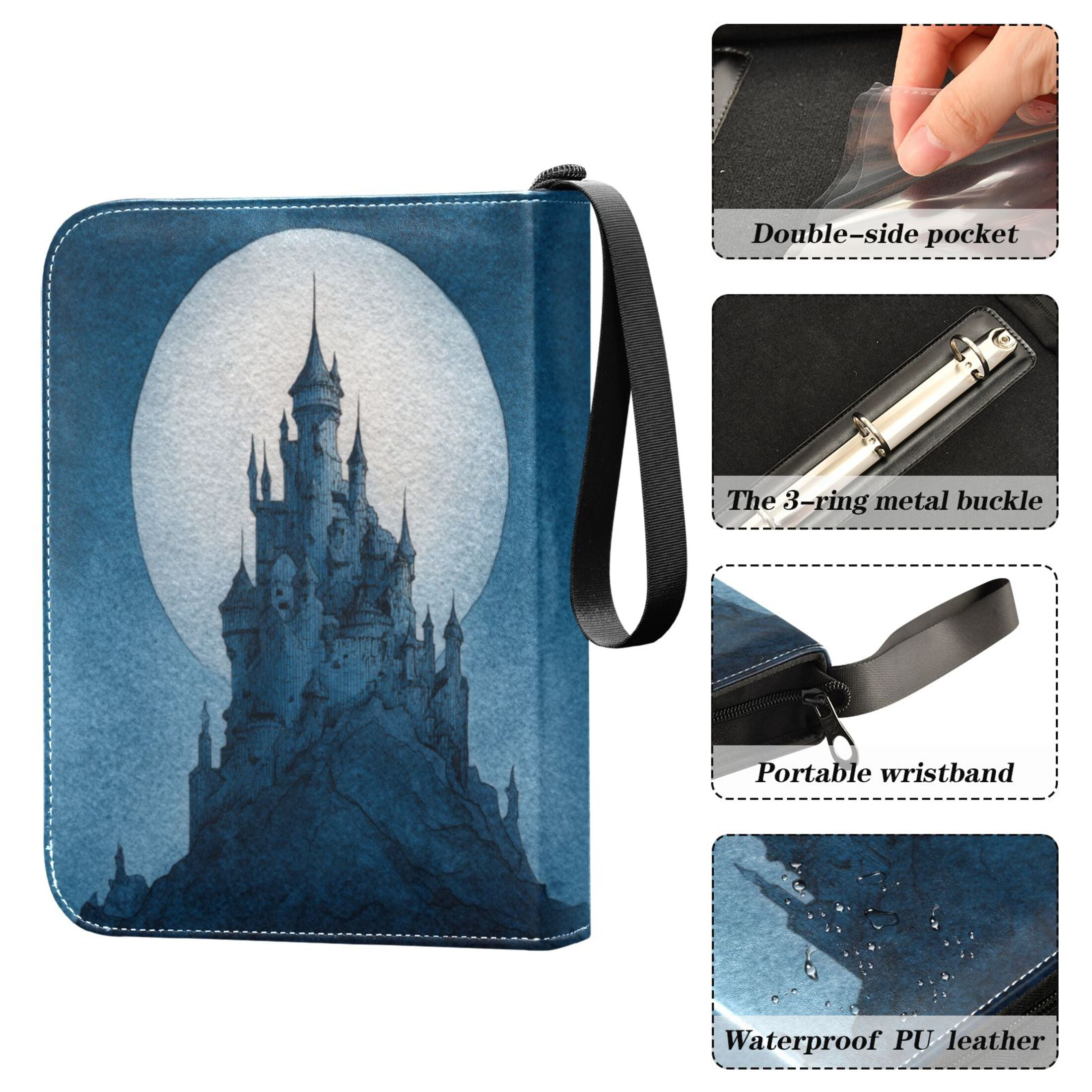 Game Card Storage Bag Collectible Trading Card Albums The 4-Pocket Card Binder With 50-Page Sleeve Can Hold 400 Game Cards Beautiful Blue Castle