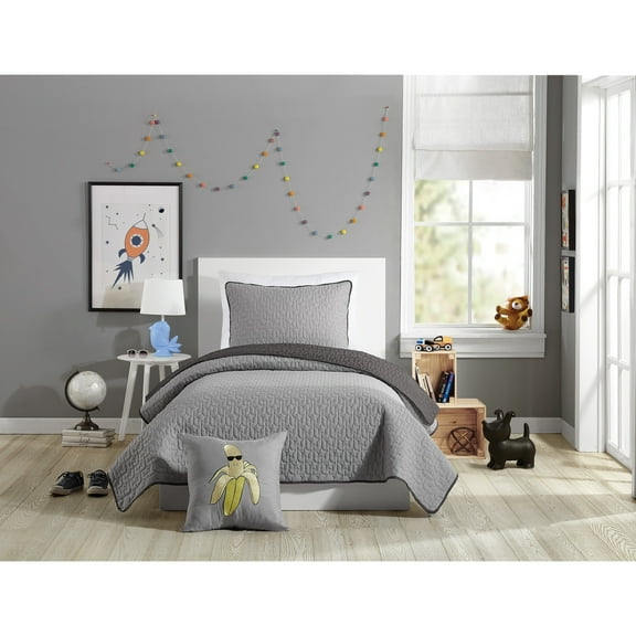 Urban Playground Kids Coty Star Gray 2-Piece Quilt Set, Twin