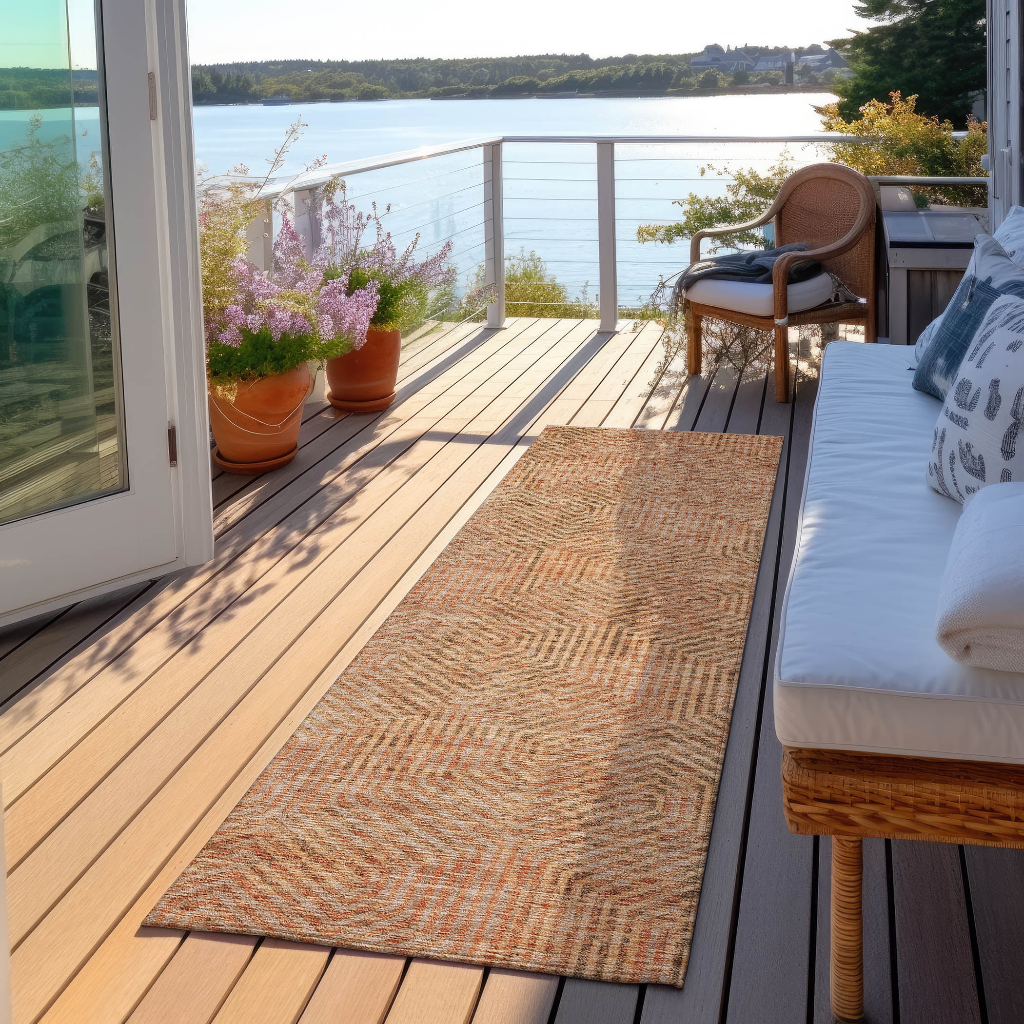 Addison Rugs Chantille Indoor/Outdoor Transitional Geometric Copper Washable Runner Rug, 2'3" x 7'6"