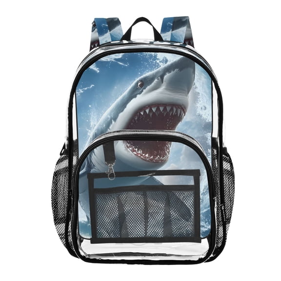 ALAZA Clear Backpack Shark in Sea-s3 PVC Transparent BookBag