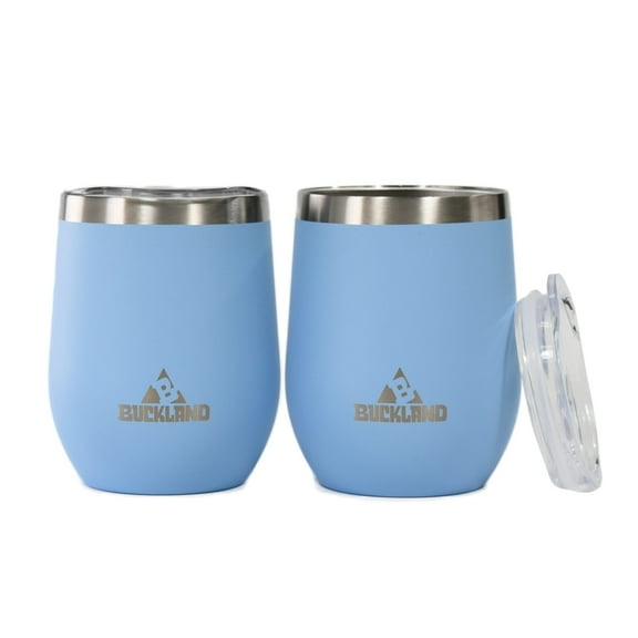 Buckland Adventure Gear 12 oz Stainless Steel Insulated Wine Tumbler, Sky Blue (Set of 2)