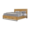 thumbnail image 2 of Benjara Larie King Size Bed with Storage, Black Metal Legs, Rustic, Light Oak Brown, 2 of 6