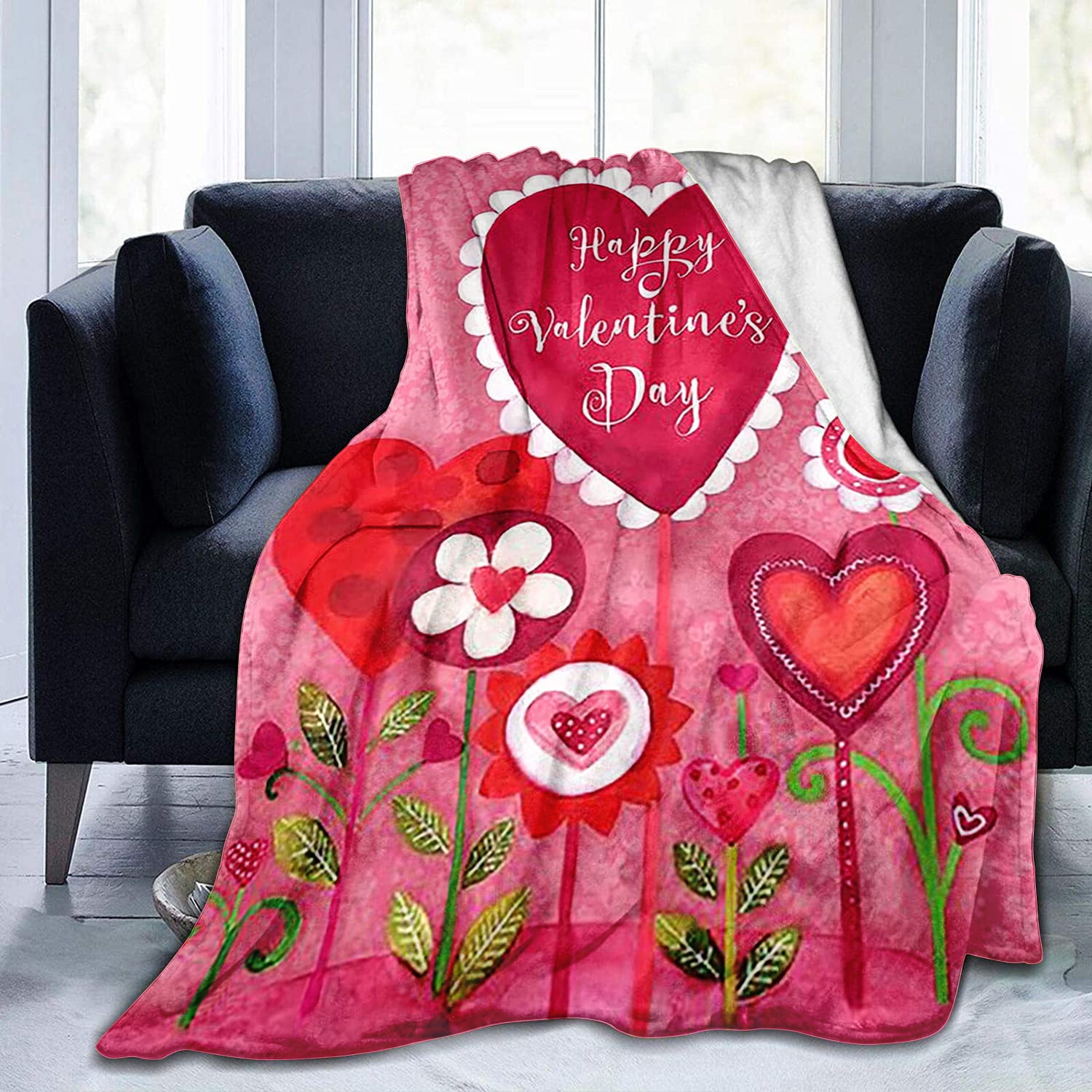 Valentine's Day Cardinals Birds Sherpa Blanket Super Soft Throw Fleece Warm Blanket for Bedroom Couch Sofa Living Room