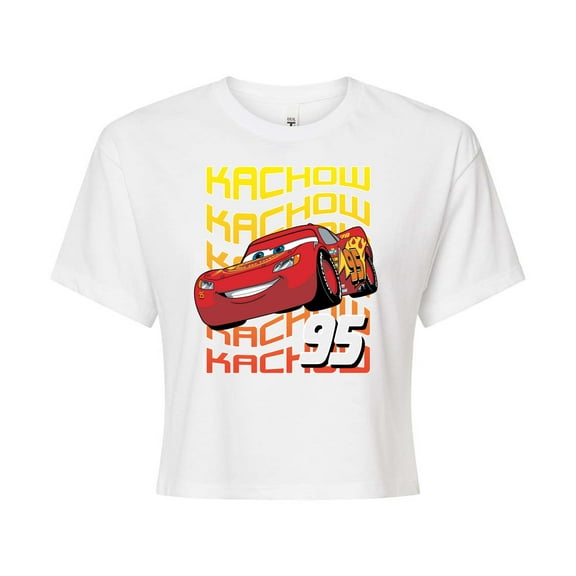 Disney Cars - Lightning McQueen KACHOW - Juniors Cropped Cotton Blend T-Shirt