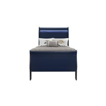 Global Furniture USA Charlie Blue Wood Twin Bed with LED Lighting