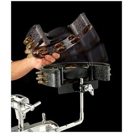 Pearl Hand Held/Mountable Tambourine with Gold Tone Jingles with Quick Draw Bracket