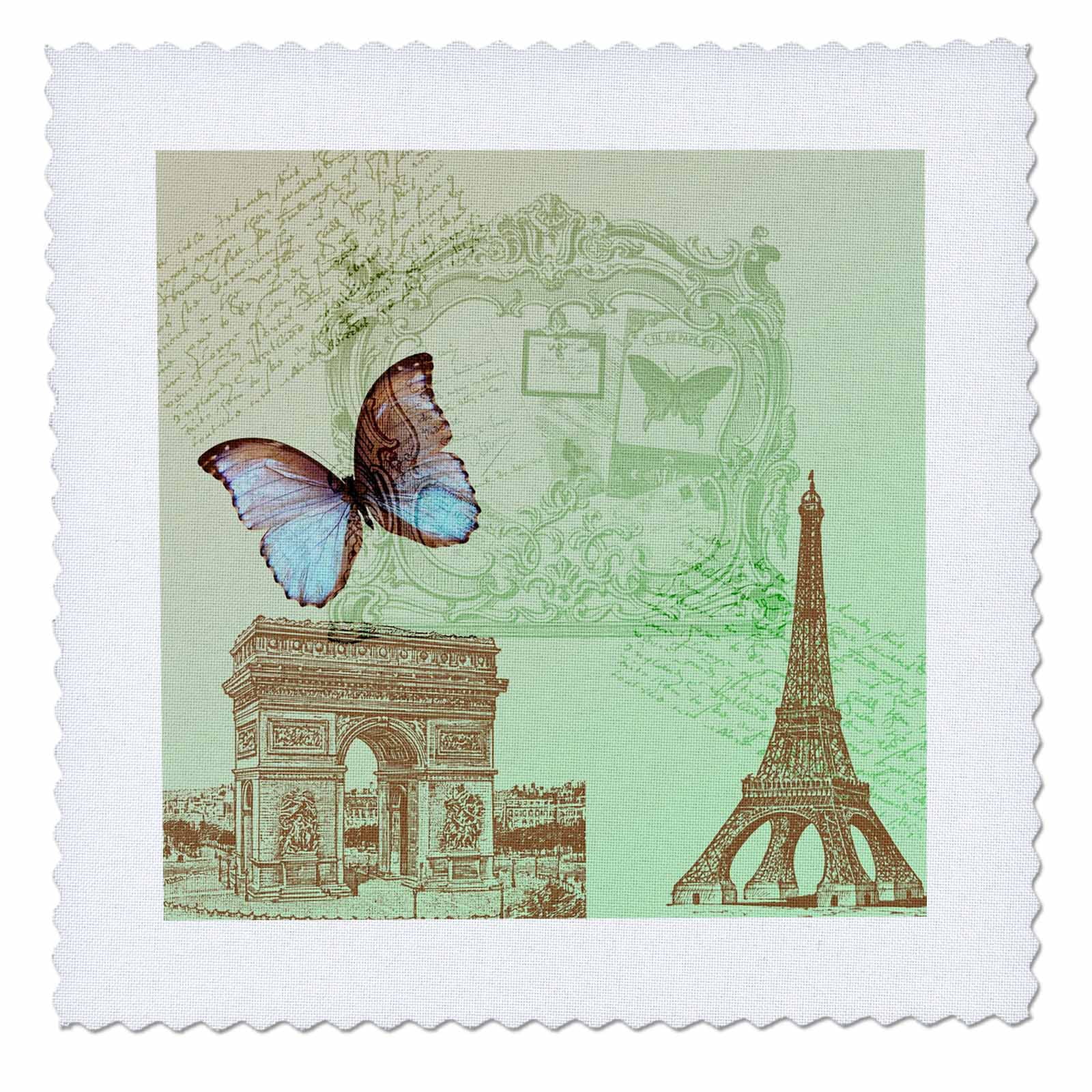 Vintage inspired Roses butterfly Eiffel Tower Paris cards set 8 with envelopes 