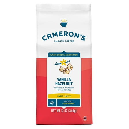 Pack of 6, Camerons Coffee Vanilla Hazelnut Roasted Ground Coffee Bag, 12 oz