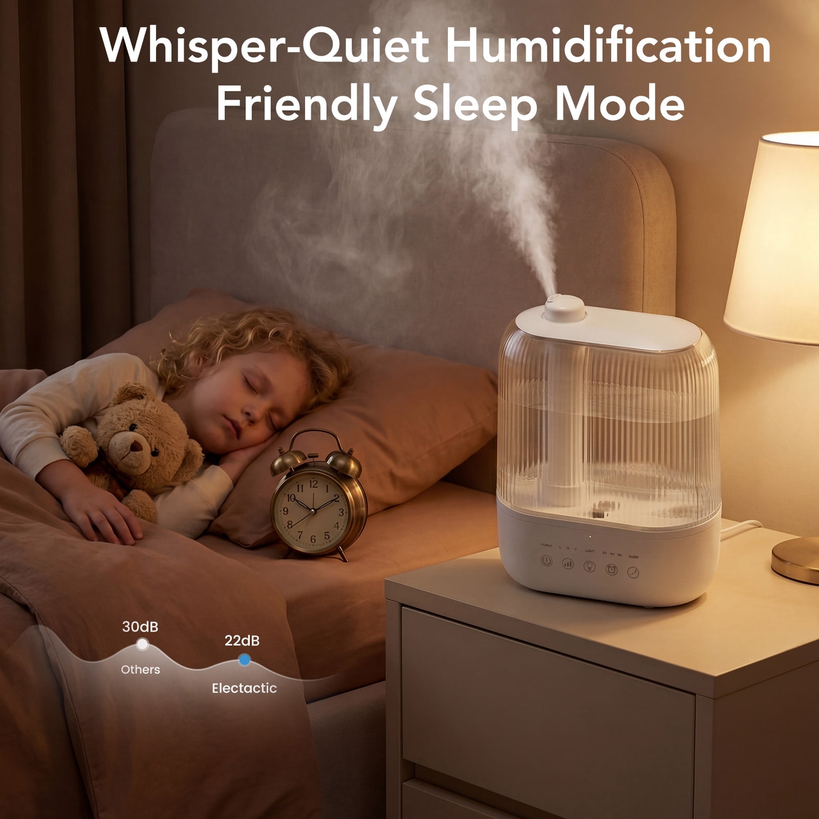 CRZOE 3L Top Fill Humidifier for Bedroom, Smart Humidity Control, Quiet Ultrasonic Cool Mist with 360° Nozzle, 7-Color Light & Essential Oil Diffuser for Home Baby Room