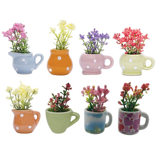 8pcs Mini Jarrón Cerámica Imanes Refrigerador Pequeño Plantas 3D para Del