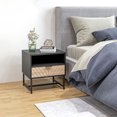 thumbnail image 2 of HOMCOM Bedside Table with Drawer, Nightstand with Shelf & Metal Base, Black, 2 of 10