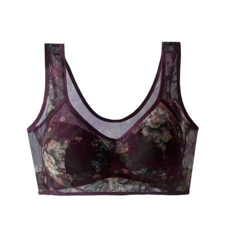 Purple Large Women s Lace Buttonless Comfortable Womens Wireless Bra Push Up Lace Running Sports Bra Comfort Wireless Lace Women s Sports Bra Bralette for Women Posture Bra Ev