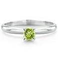 thumbnail image 2 of Gem Stone King 14K White Gold Green Peridot Solitaire Engagement Ring for Women (0.30 Cttw, Round 4MM, Gemstone August Birthstone, Size 6), 2 of 5