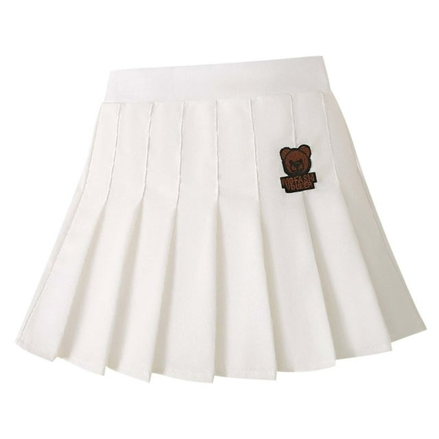 Girls' Pleated Skirt Fashion College Style Girls' Half Body Skirt Solid Color Short A-Line Skirt