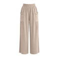 thumbnail image 3 of RUTAYY Women's Pants High Waist with Pocket Solid Color Casual Everyday Wear Breathable Loose Fit Chic Travel Trousers, 3 of 7