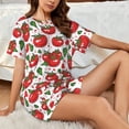 thumbnail image 4 of Wukai Hand Drawn Tomatoes Women's Pajama Set,Short-Sleeve Top and Shorts with Elastic Waistband and Pockets for Loungewear, Yoga, and Casual Wear-4X-Large, 4 of 6