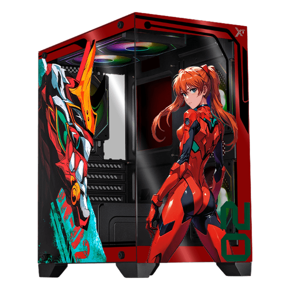 Gabinete XTREME PC GAMING Evangelion 02 Comic Edition Mini Torre 5 Fan ARGB HUB Rojo CXTEV2THRD