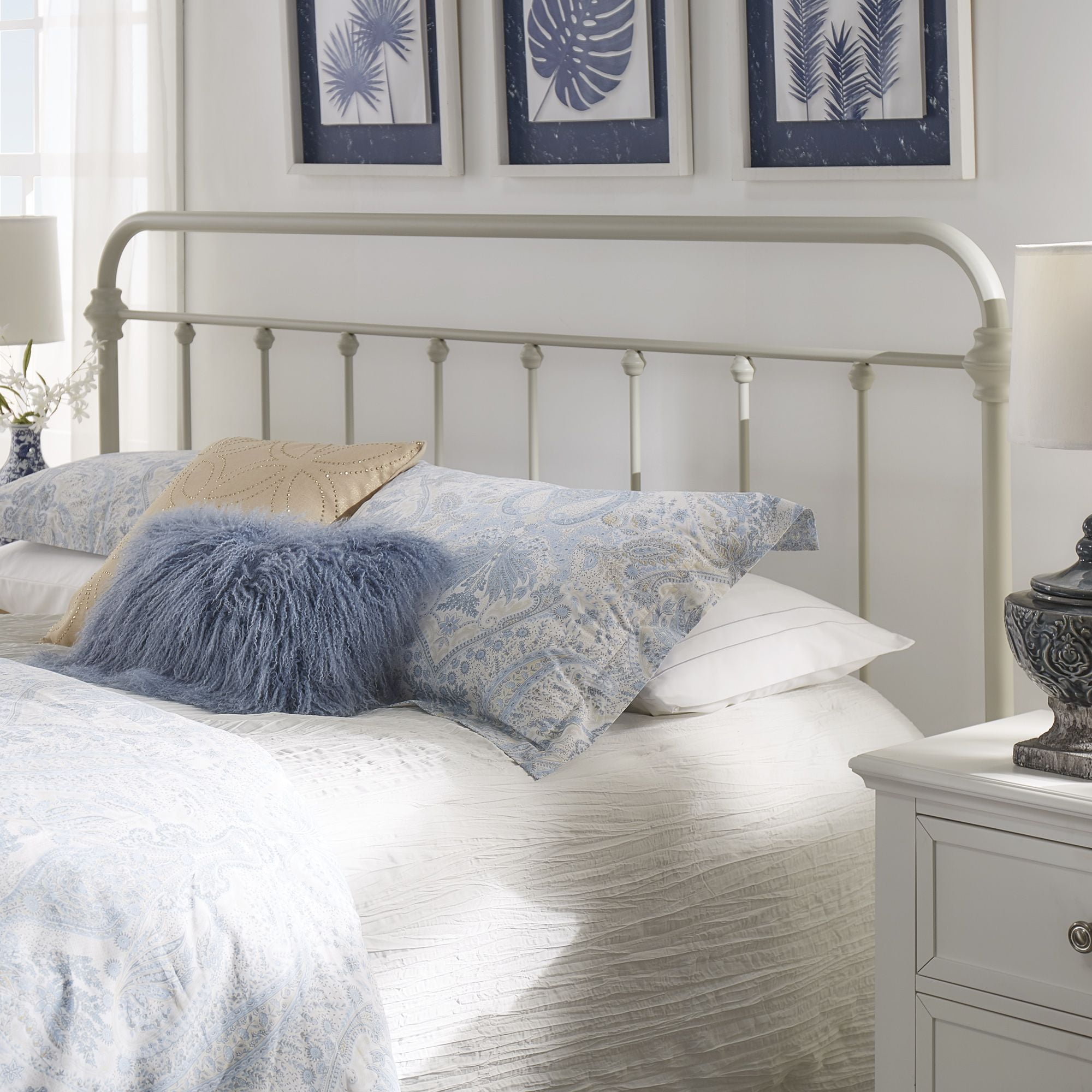 Weston Home Nottingham Metal King Bed, Silver Birch