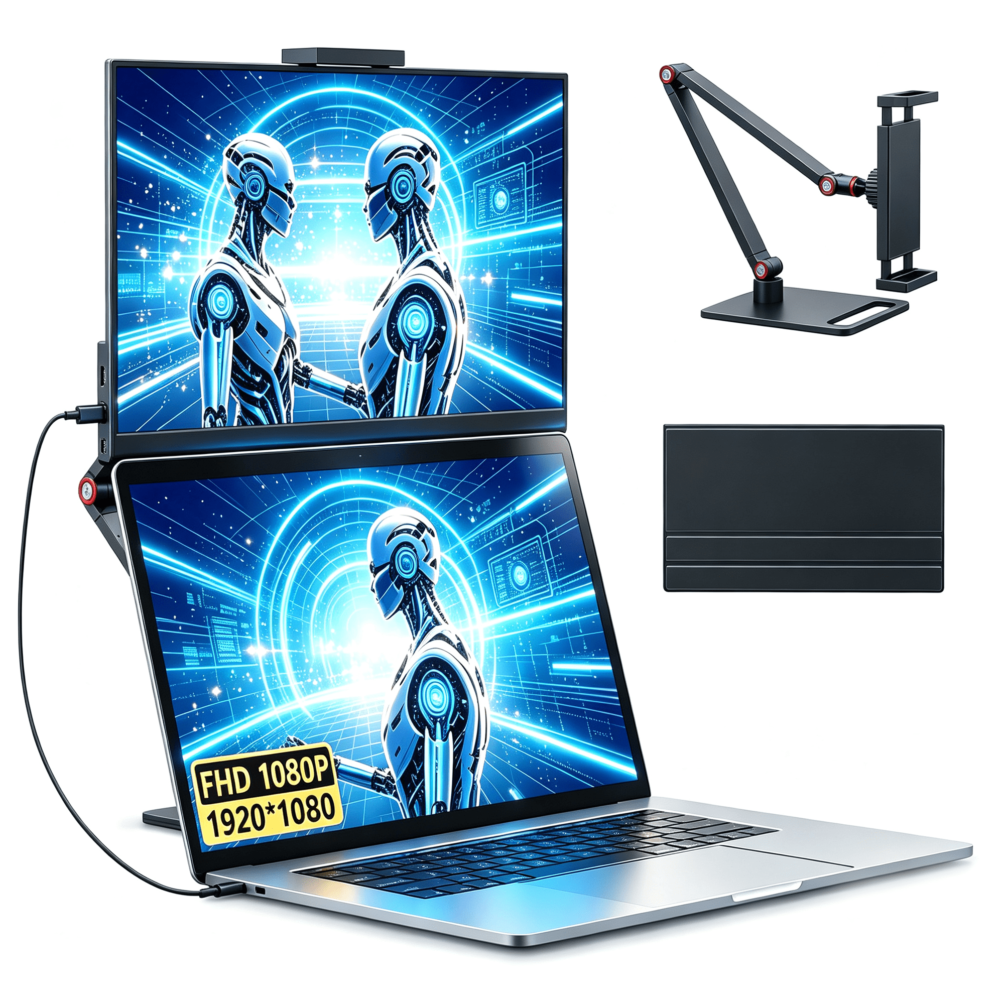 Portable Monitor Laptop Screen for Gaming Travel 15.6",FHD HDR IPS USB-C HDMI Second Display w/Stand,Plug and Play for PC Mac Phone Switch PS5 Xbox