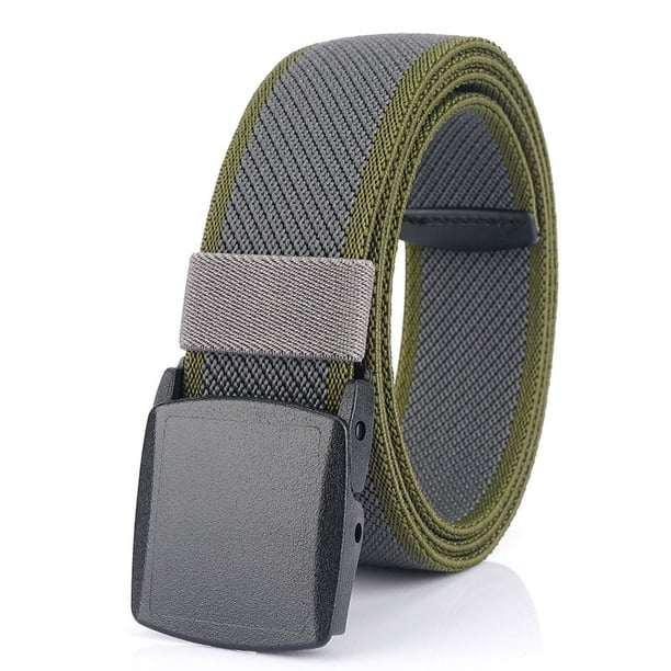Cinturón para hombre de 47.2 ", correa de lona de nailon para exteriores, cinturón informal con hebilla de plástico transpirable para deportes de trabajo, gris-verde brillar Electrónica