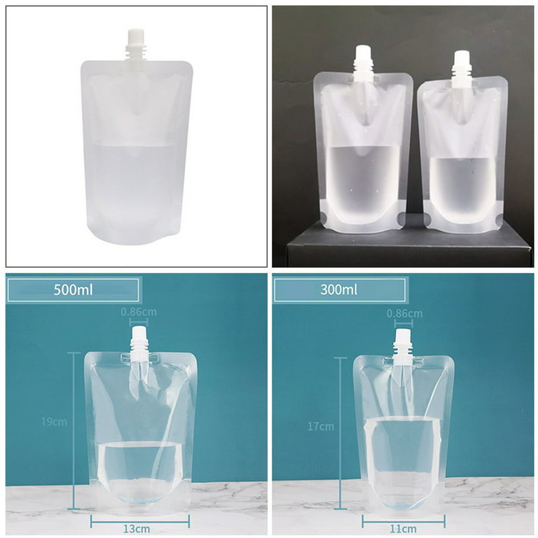 10 Pcs Plastic Flask, Reusable Juice Pouches for Adults, Plastic Flasks  Bags with Funnel for Travel, Party (10x16oz)