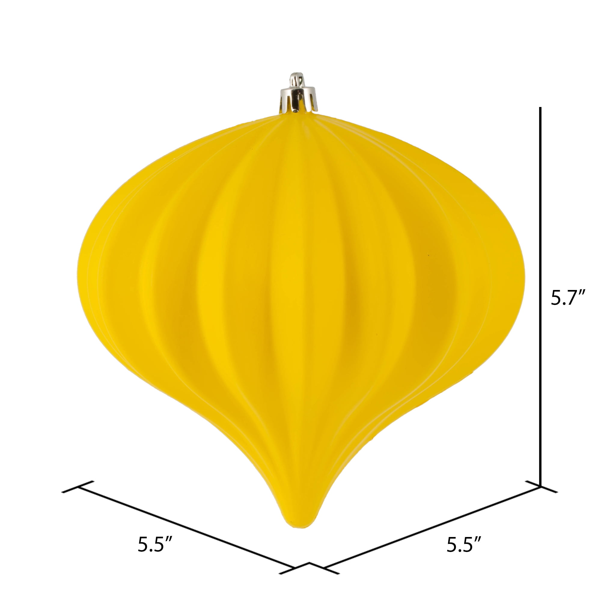 Vickerman 5.7" x 5.5" Yellow Matte Onion Christmas Ornament, UV treated, Set of 3