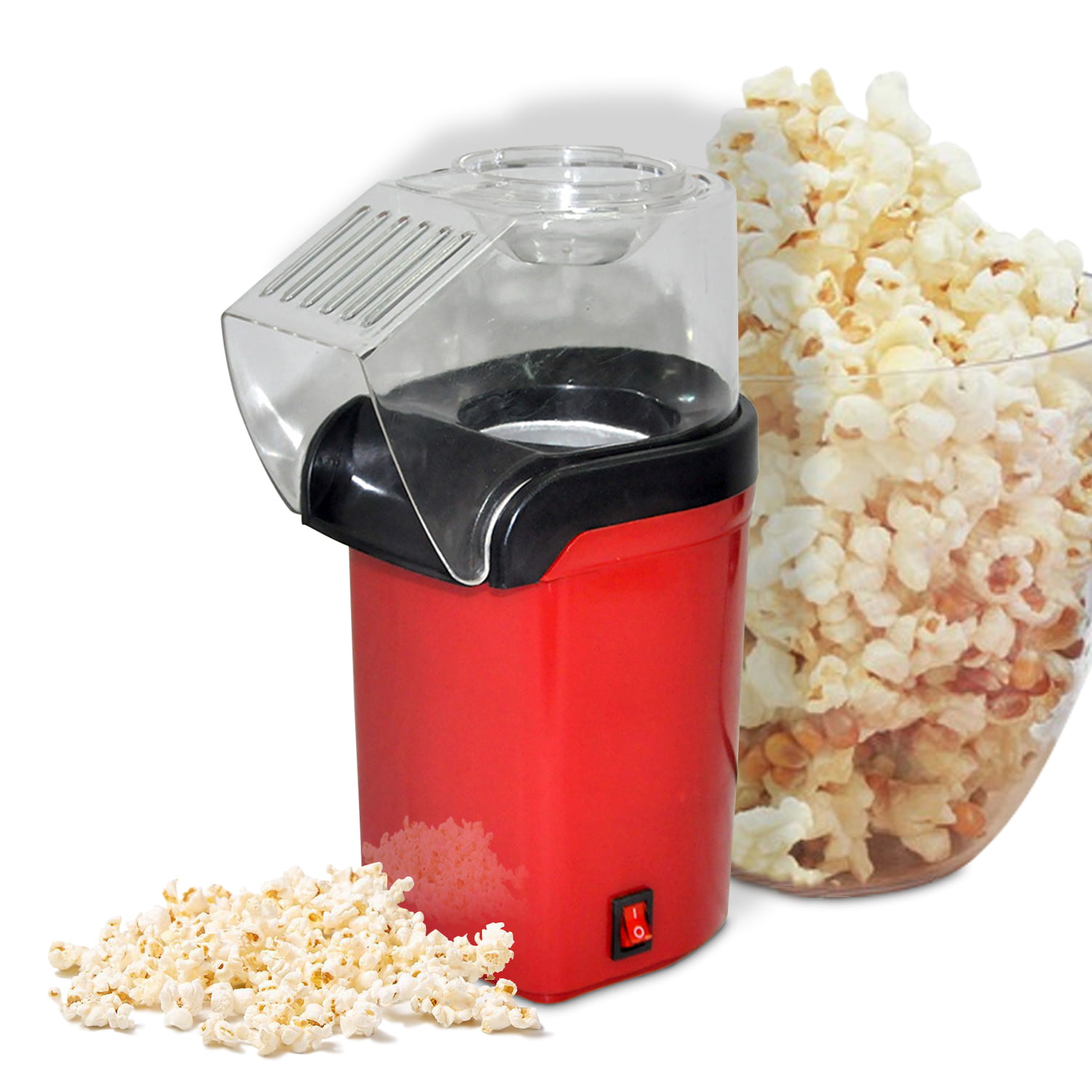 Sans Huile SIMBR Machine /à Popcorn Electrique 1200W,Appareils /à Popcorn Electrique Portable,Popcorn en 3 Minutes,Popcorn Popper Antiadh/ésif avec Tasse /à Mesurer,Air Chaud Cuisson Saine,Rouge