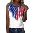 thumbnail image 5 of Tank Tops for Women Diagonal Stripe Star Round Neck Sleeveless Shirts Casual Loose Fit Trendy Patriotic Camisole Blouse White 2XL, 5 of 6
