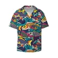 thumbnail image 3 of Balery Colorful Carp Streamer Men's Casual Button Down Shirt Short Sleeve Textured Summer Cuban Beach Shirts-, 3 of 7