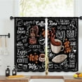 thumbnail image 4 of Coffee Lovers Black Kitchen Curtains 27.5W x 39L Inch Farmhouse Rustic Vintage Country Rural Drink Rod Pocket Short Cafe Tier Small Window Treatment Drapes Decor 2 Panels, 4 of 6