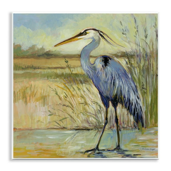 Stupell Industries Scenic Great Blue Heron Animals Painting Unframed Art Print Wall Art, 12 x 12