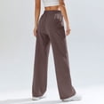 thumbnail image 5 of Hearthz Women's Wide Leg Sweatpants High Waist Baggy Flared Pants Drawstring Athletic Joggers Sweat Pants Brown,L, 5 of 6