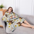 thumbnail image 5 of Oversized Wearable Blanket Hoodie,Gray Highland Cow Bathtub Sunflower Pattern Sherpa Blanket Hoodie with Super Pockets,Super Warm Fuzzy Pullover for Women & Men, 5 of 6