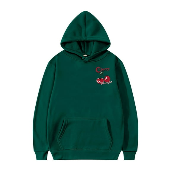 Afdoent Men's Hoodies Pullover Cherry Pattern Pullover Long Sleeve Drawstring Casual Hoodie Sweatshirt For Men