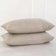 thumbnail image 1 of Chenchen Bedding Pillowcases Pack of 2 100% Washed Cotton Linen Like Textured Breathable Durable Soft Comfy (Heathered Tannish Linen Grey, King), 1 of 1