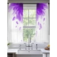 thumbnail image 2 of Modern Purple Sheer Curtains 63 Inch Length 2 Panels Set, Gradient Floral Abstract Bohemian White Voile Window Treatment Rod Pocket Curtains Sheers Drapes for Bedroom/Living Room/Kitchen 52x"63"x2, 2 of 7