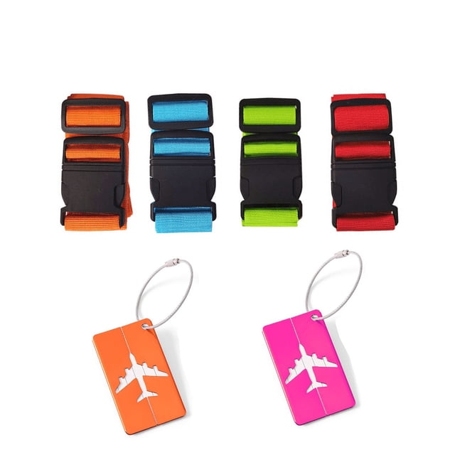 Sangles de Bagage, Lot de 4, Sangles de Valise Robustes Verrouillables, Sangles de Bagage Ajustables pour Valises avec Serrure, Sangle de Sac Personnalisée, Identificateur de Valise, Ceinture de Voyage (Simple)