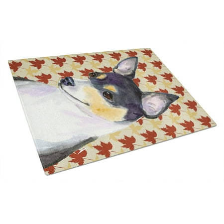 

Carolines Treasures SS4338LCB Chihuahua Fall Leaves Portrait Glass Cutting Board Large 12H x 16W multicolor