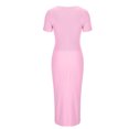 thumbnail image 6 of Women's Dresses Summer With Pockets Solid Color Tight Fitting Short Sleeve-neck Wave Skirt Hem Up To Ankle Knitted Jumpsuit Long Skirt, 6 of 7