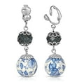 thumbnail image 2 of 1928 Jewelry Blue Willow Dark Blue And Beaded Drop Clip On Earring, 2 of 4
