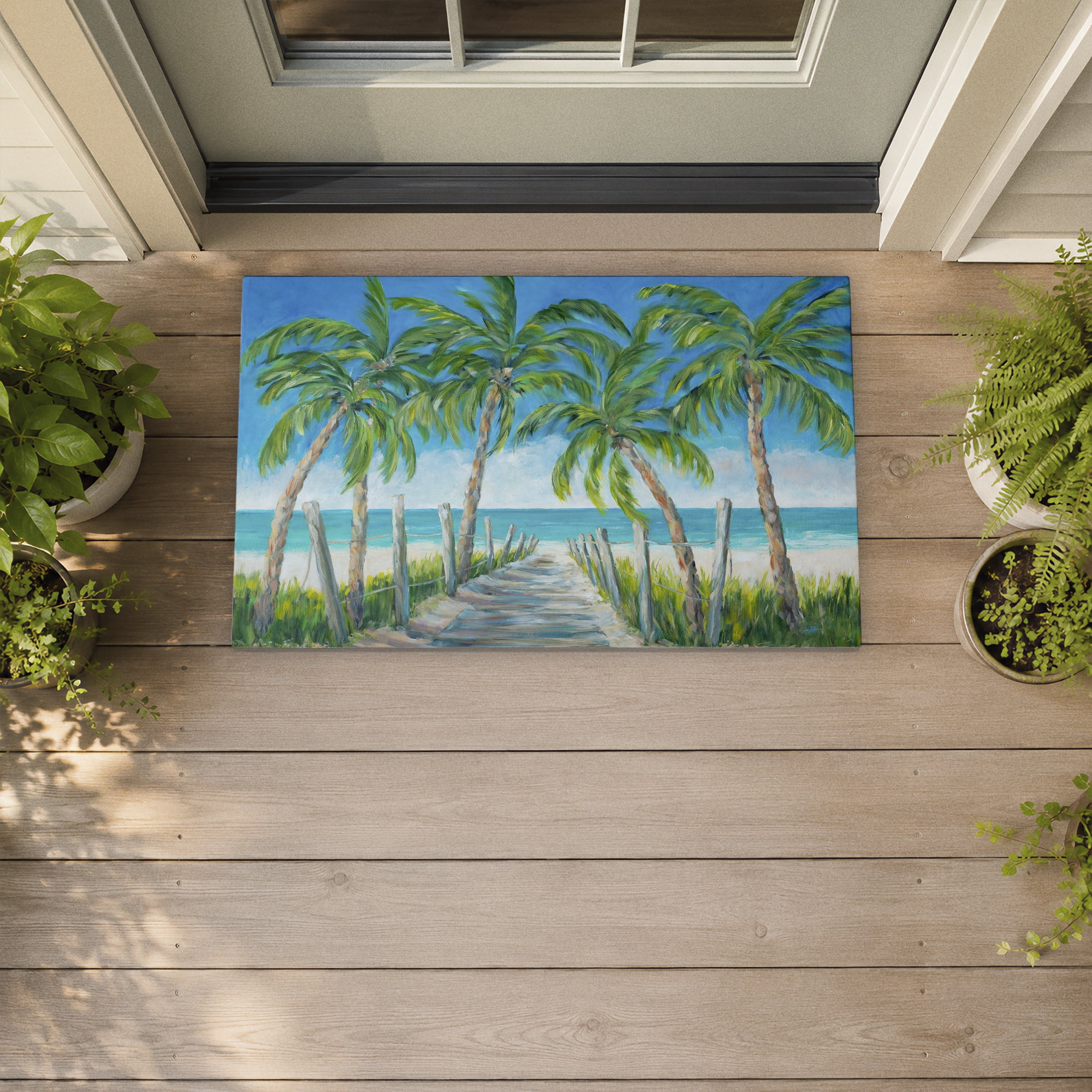 Stupell Industries Beach Path Lined with Palms Printed Outdoor Door Floor Mat, design by Julie DeRice