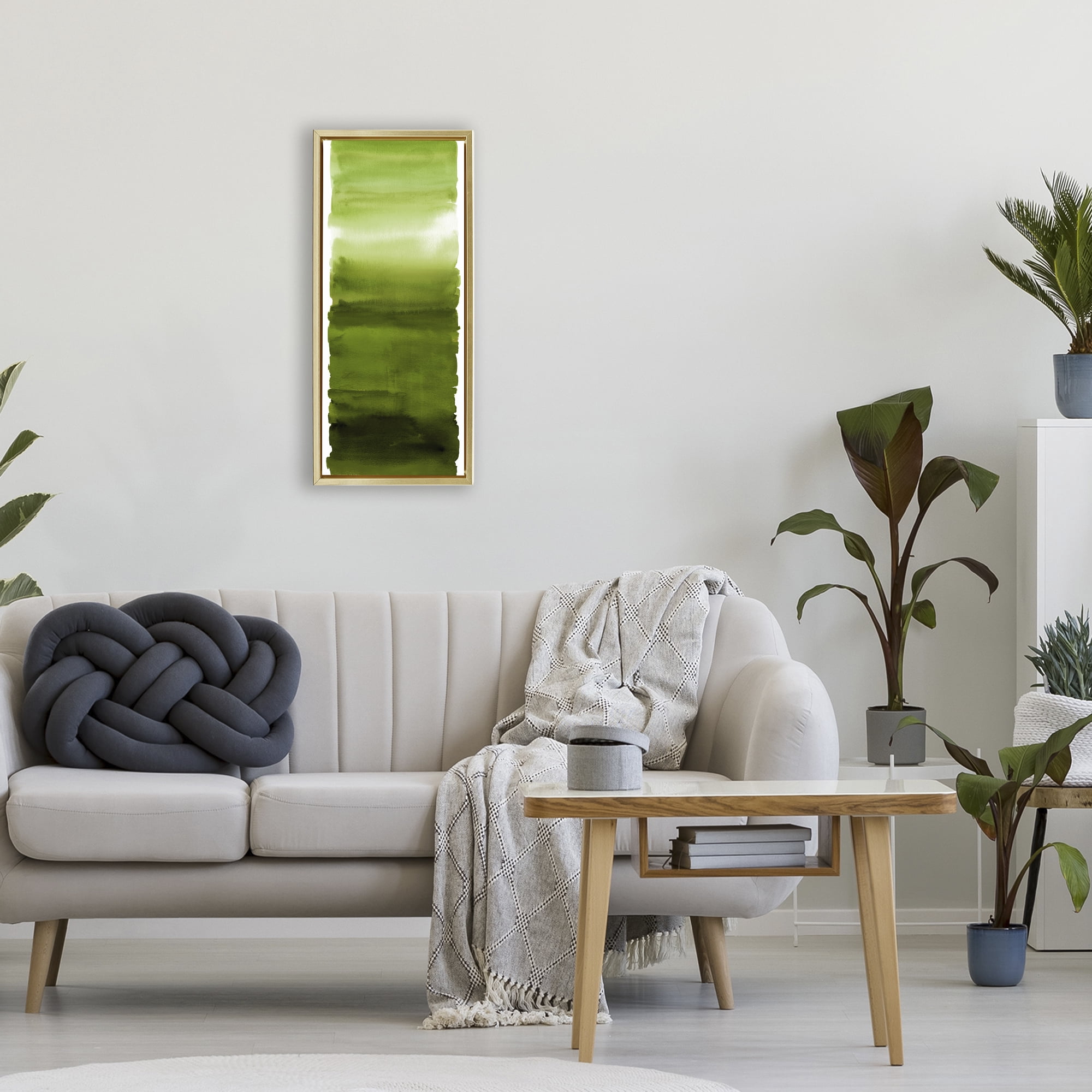 Stupell Industries Green Blend Gradient Gold Framed Floater Canvas Wall Art, design by Allie Corbin