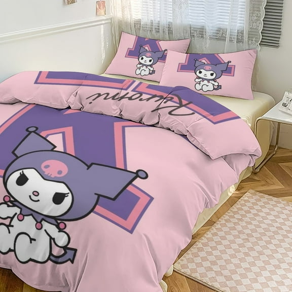 KUROMI Bedding Set Anime Three-piece for Boys Girls Teens King